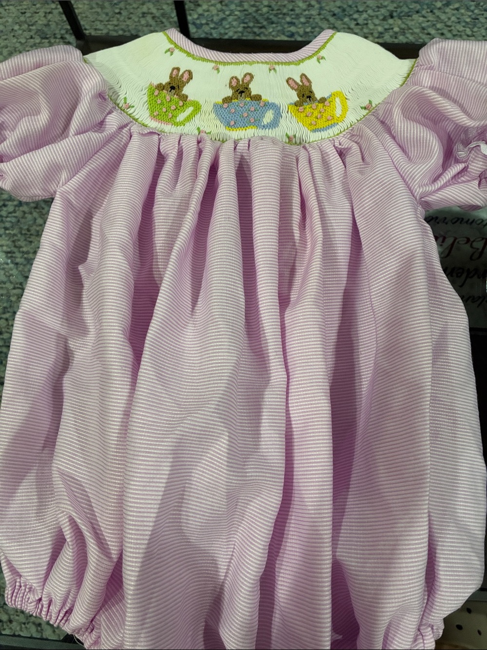 Lavender Smocked Bunny One-Piece Bodysuit - Kids